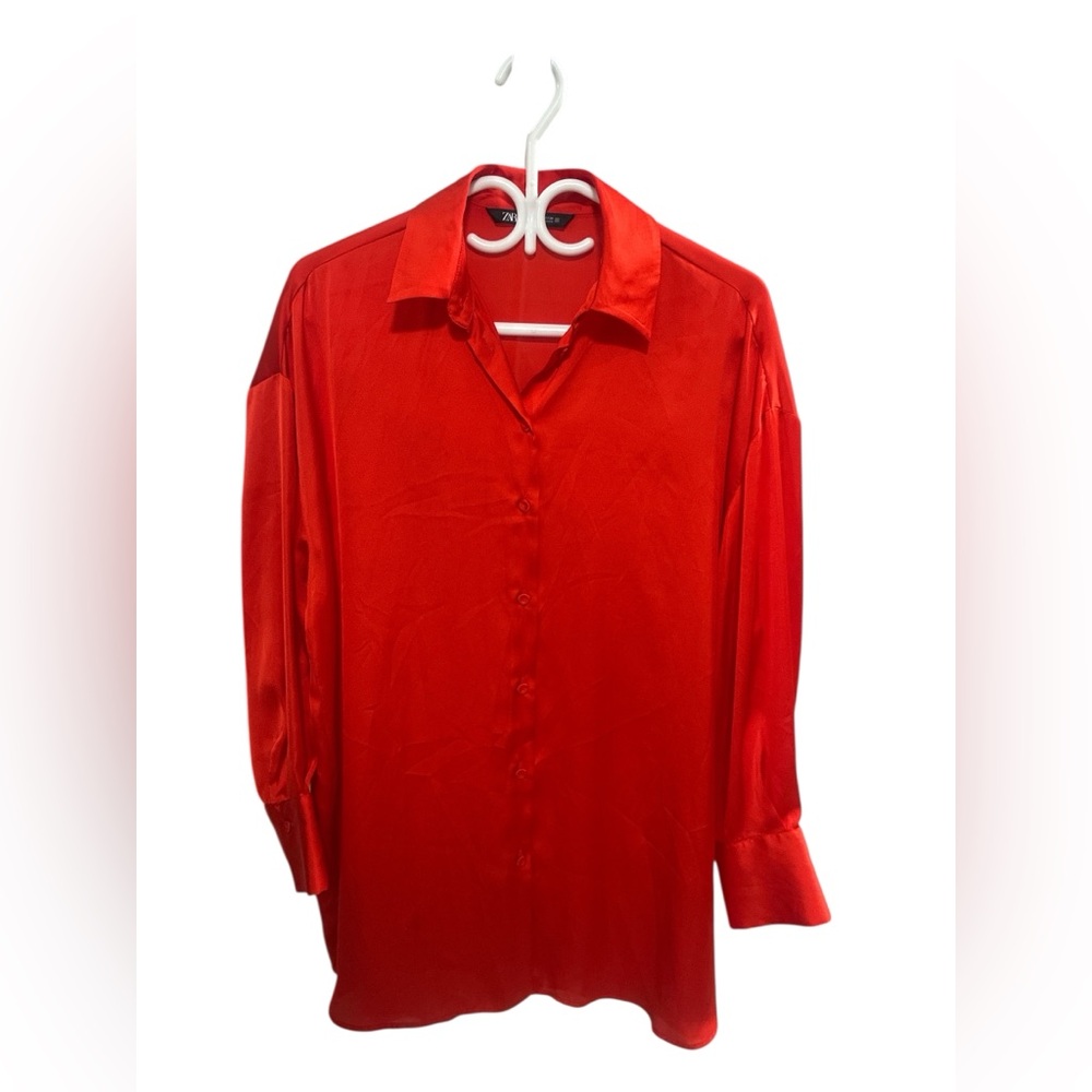 Zara Scarlet Satin Shirt